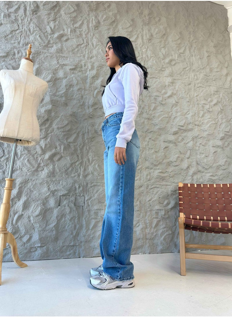 CIZARO - Comfort Straight Leg - Mid Blue Wash Jeans. - Image 1