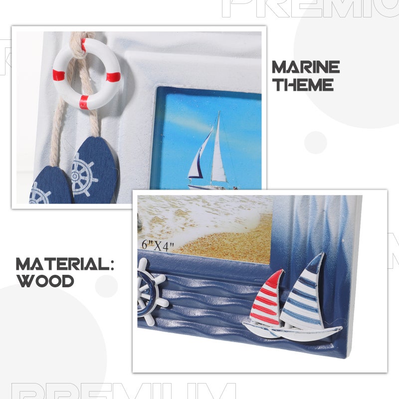Nautical Style Picture Frame Rustic Photo Frame Desktop Display Picture Frame - Image 3
