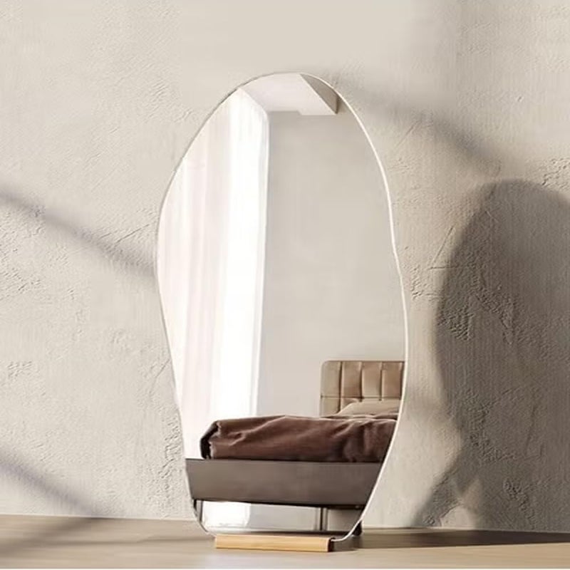 Raffine Modern Scandinavian Full-Length Mirror – 50x160 cm Standing, Wall-Mounted, or Leaning Floor Mirror with Wooden Frame – Wavy Design, Rounded Corners for Bedroom, Dressing Room, Entryway - Image 1