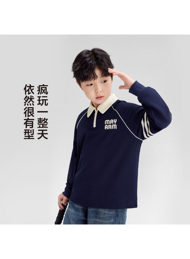 Zuoxi Boys' Polo Shirt Kids' Long Sleeve T-shirt Spring/autumn Big Boys' Sports Base Layer Top School Outdoor Children's Wear - Image 3