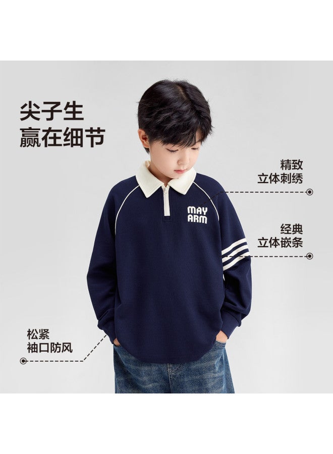 Zuoxi Boys' Polo Shirt Kids' Long Sleeve T-shirt Spring/autumn Big Boys' Sports Base Layer Top School Outdoor Children's Wear - Image 5