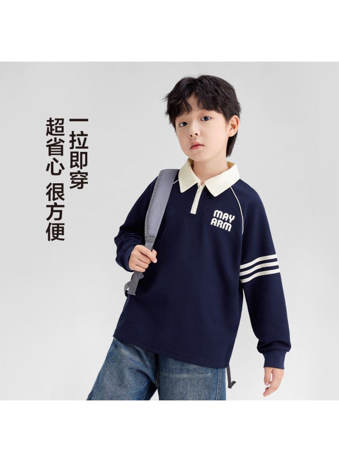 Zuoxi Boys' Polo Shirt Kids' Long Sleeve T-shirt Spring/autumn Big Boys' Sports Base Layer Top School Outdoor Children's Wear - Image 4
