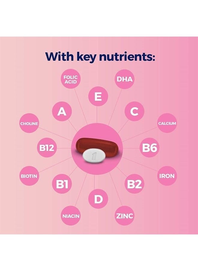 ONE A DAY - One A Day Womens Prenatal Advanced Complete Multivitamin with Brain Support* with Choline, Folic Acid, Omega-3 DHA & Iron for Pre, During and Post Pregnancy, 30+30 Count (60 Count Total Set) - Image 1
