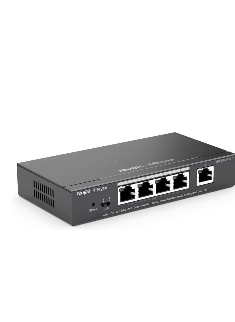 RG-ES205GC-P 5-Port Gigabit Smart Cloud Mananged PoE Switch