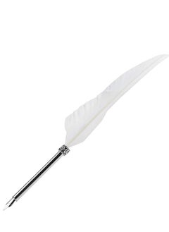 KASTWAVE Pen Lightweight Stationery Gift Box, Notebook, Feather Pen, Ink Bottle Pen School Pen for Student, Elegant Feather Quill Pen, Gift/for Birthday Party, Home Decor (Empty Ink Bottle, White)  - Image 4