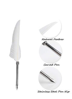 KASTWAVE Pen Lightweight Stationery Gift Box, Notebook, Feather Pen, Ink Bottle Pen School Pen for Student, Elegant Feather Quill Pen, Gift/for Birthday Party, Home Decor (Empty Ink Bottle, White)  - Image 5