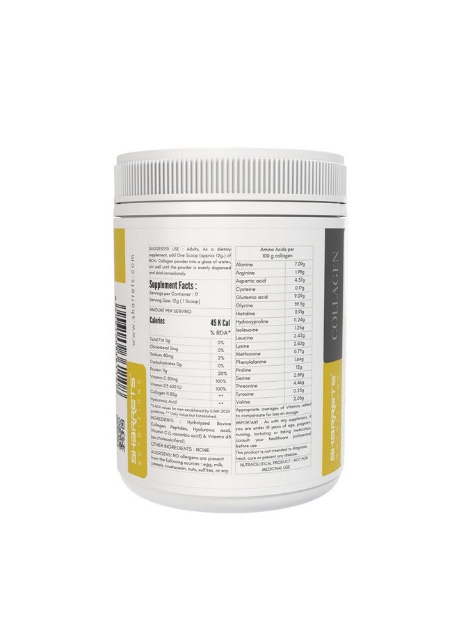 Sharrets Bch+ 200G X 2, Unflavored : Bovine Collagen Powder Supplements With Hyaluronic Acid, Vitamin C & D, For Health And Wellness. - Image 3