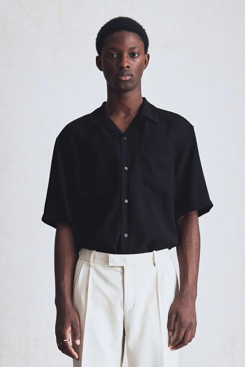 اتش اند ام Regular Fit Crinkled resort shirt