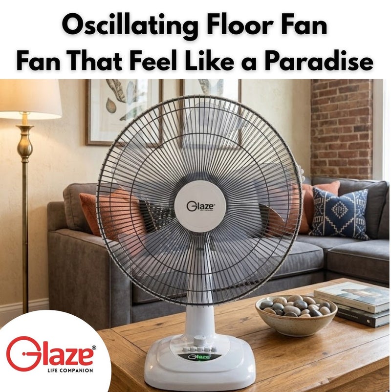 Glaze 16‑Inch Table Fan – 4‑Speed, 5‑Blade Oscillating Desk Fan with Poly‑Coated Safety Grill, High Airflow & Super‑Quiet Motor, Portable Quiet Cooling Fan, Model GZ1011TF, Grey - Image 2