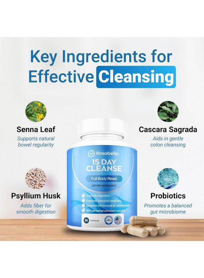 Rosabella Rosabella 15 Day Cleanse - Full Body Detox & Colon Cleanse for Men & Women - Gut Cleanse Detox Pills for Digestive Health & Bloating Relief - Doctor-Formulated, Non-GMO, 30 Vegan Capsules  - Image 2
