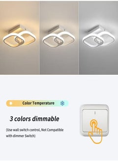 XiuWoo Acrylic LED Ceiling Lamp Double Square/22W/3 Colors for Bedroom Living Room Hallway Kitchen  - Image 4