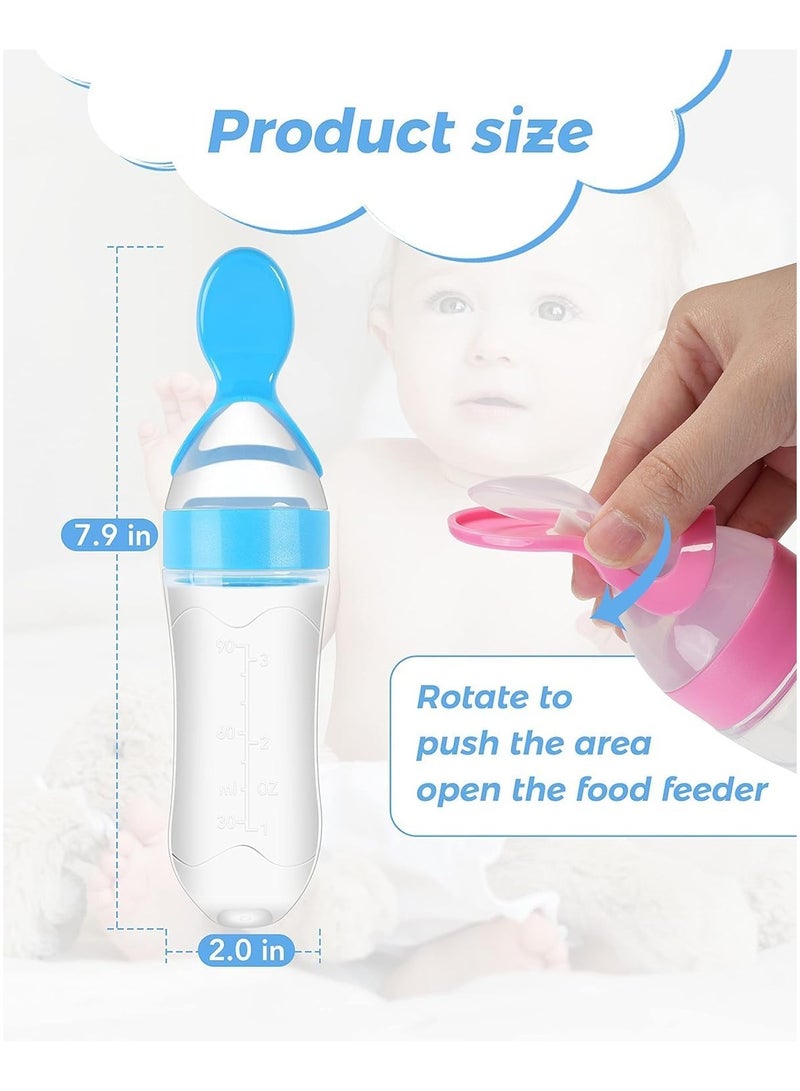 Baby Food Feeder, 4 Pack Squeeze Feeding Spoons, Silicone Baby Feeding Supplies, 3 oz Food Dispensing Spoon for Boys Girl Kids Toddlers - Image 2