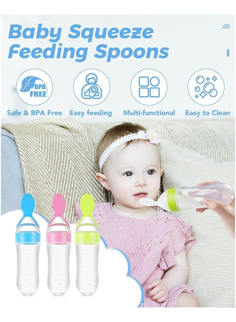 Baby Food Feeder, 4 Pack Squeeze Feeding Spoons, Silicone Baby Feeding Supplies, 3 oz Food Dispensing Spoon for Boys Girl Kids Toddlers - Image 5