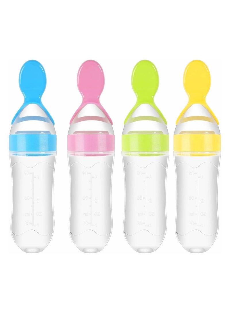 Baby Food Feeder, 4 Pack Squeeze Feeding Spoons, Silicone Baby Feeding Supplies, 3 oz Food Dispensing Spoon for Boys Girl Kids Toddlers - Image 1