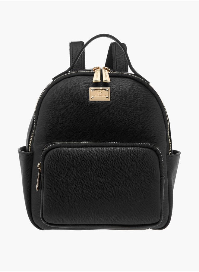 Flora Bella By Shoexpress Women Monogram Print Backpack with Adjustable Straps and Zip Closure - 23x12x26 cm  - Image 1