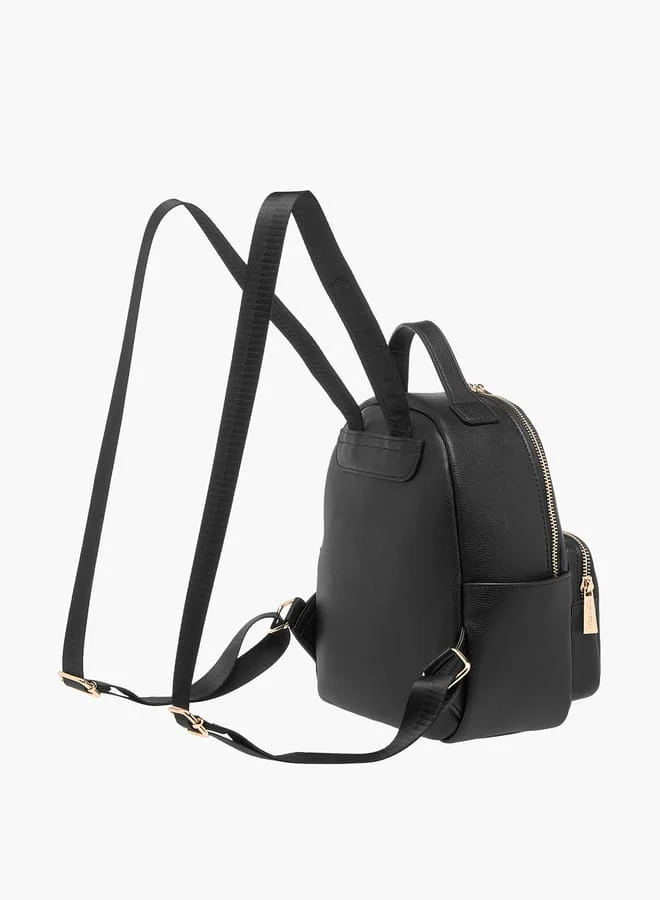 فلورا بيلا من شو إكسبرس Women Monogram Print Backpack with Adjustable Straps and Zip Closure - 23x12x26 cm