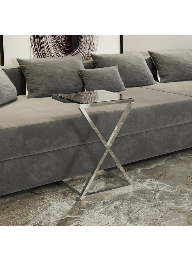 الهوم طاولة جانبية بمقاس 40 × 40 × 60 سم - فضي - Image 5