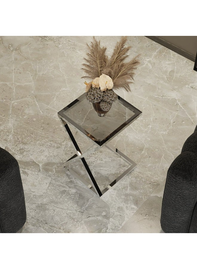 الهوم طاولة جانبية بمقاس 40 × 40 × 60 سم - فضي - Image 3