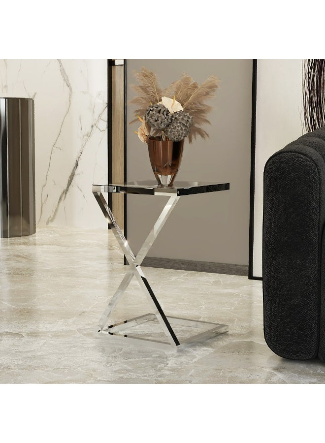 الهوم طاولة جانبية بمقاس 40 × 40 × 60 سم - فضي - Image 4