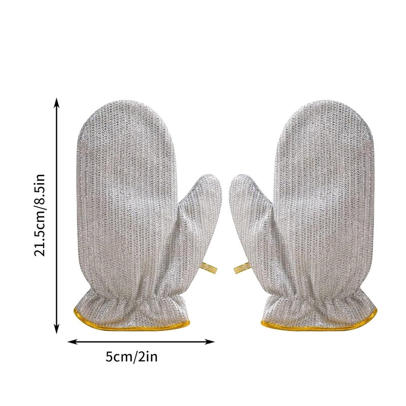 Ameedarshan Steel Wire Dishwashing Gloves Heat Insulation Kitchen Cleaning Decontamination Artefact 2 pcs - Image 3