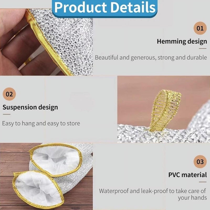 Ameedarshan Steel Wire Dishwashing Gloves Heat Insulation Kitchen Cleaning Decontamination Artefact 2 pcs - Image 4