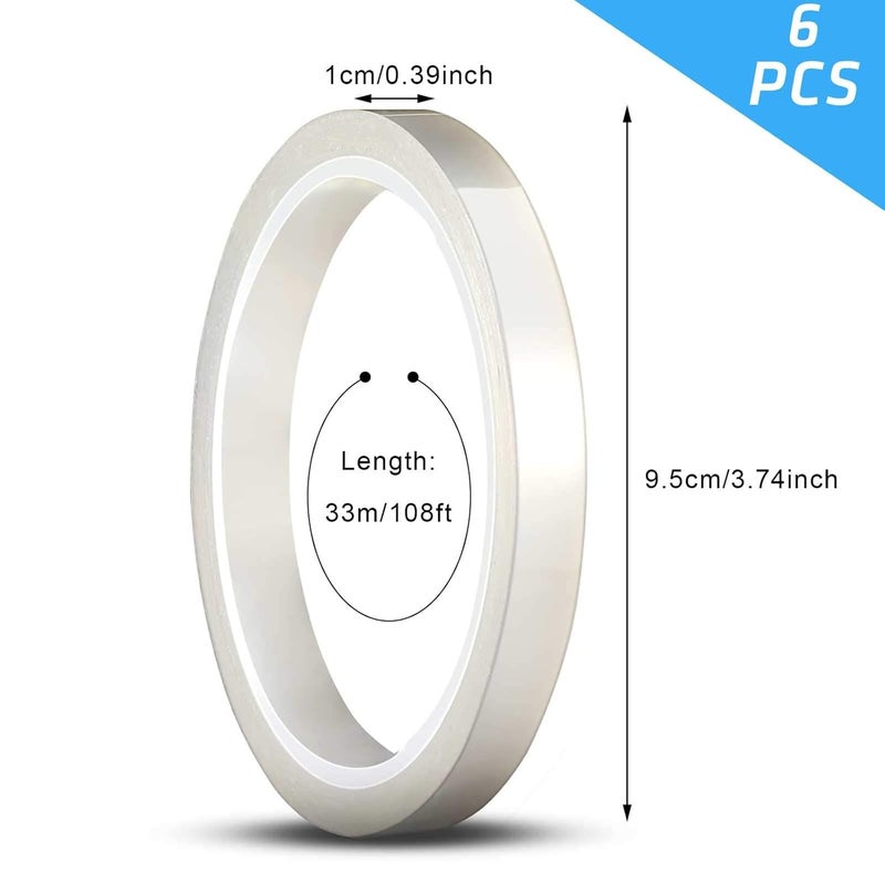 comfrt 2 Pieces 108 ft Clear Heat Tape for Sublimation Heat Press Tape Heat Transfer Tape High Resistant Temperature Tape Thermal Tape for Electronics Printing Circuit Board Heat Transfer Vinyl (10 mm) - Image 2