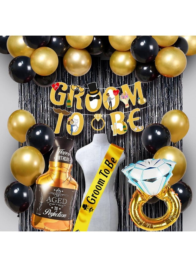 Party Propz Groom To Be Decoration Set- Huge Combo of 48 Pcs | Ring Balloon with Groom To Be Banner and Sash | Bachelorette Party Decorations for Groom | Groom Kit for Men Wedding | Metallic Balloons - Image 1