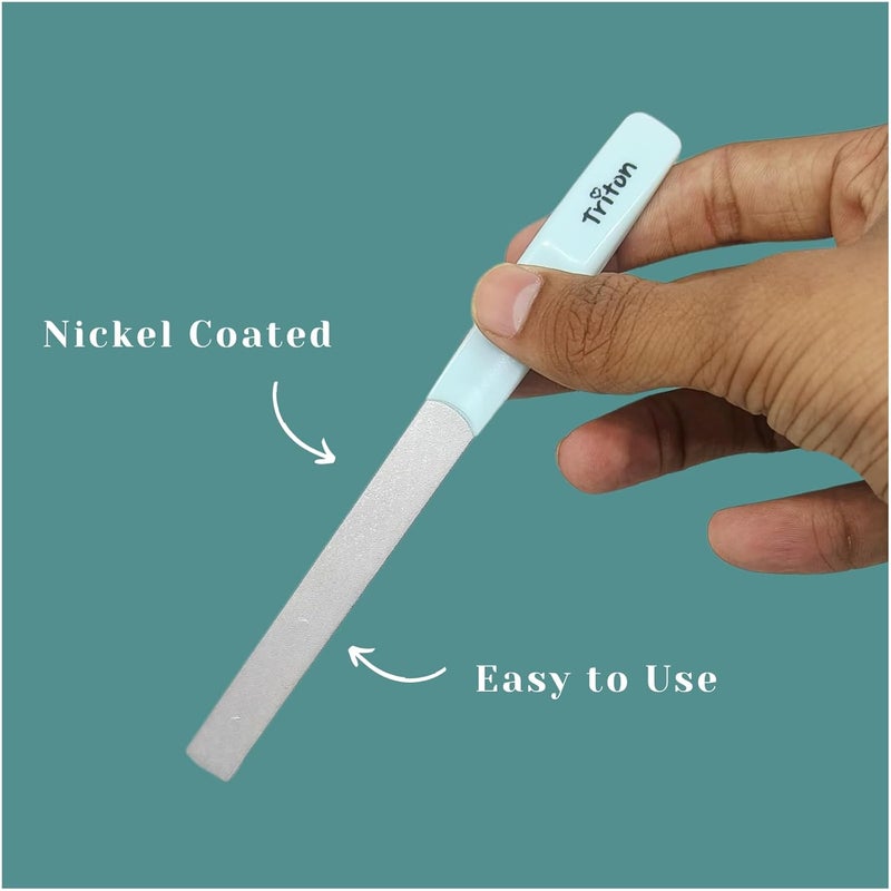 TRITON Professional Nickel Coated Nail Shaper Nail Filer Tool for Manicure n Pedicure Finger n Toe Nail Shaper for ShapingSmoothing n Nail ArtLight Blue - Image 3