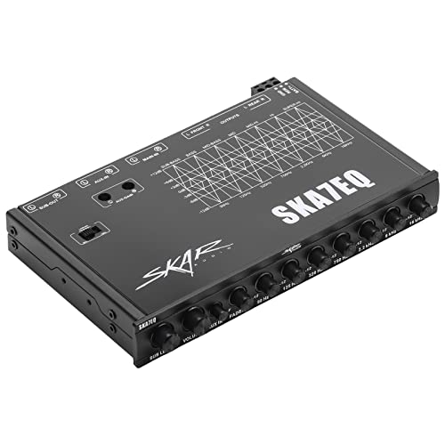 Skar Audio SKA7EQ 7 Band 1/2 DIN Pre-Amp Car Audio Graphic Equalizer with Aux Input and High Voltage RCA Outputs - Image 1