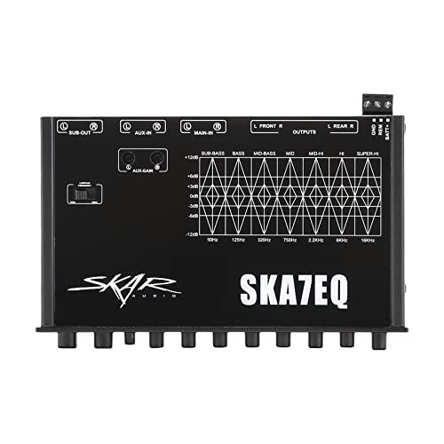 Skar Audio SKA7EQ 7 Band 1/2 DIN Pre-Amp Car Audio Graphic Equalizer with Aux Input and High Voltage RCA Outputs - Image 2