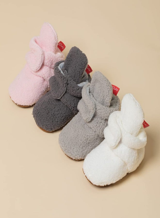 KIDSUN Unisex Newborn Baby Cozy Fleece Booties Stay On Slippers Soft Shoes Non Slip Infant Boys Girls Winter Warm Shoes - Image 3