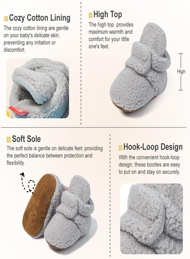 KIDSUN Unisex Newborn Baby Cozy Fleece Booties Stay On Slippers Soft Shoes Non Slip Infant Boys Girls Winter Warm Shoes - Image 4