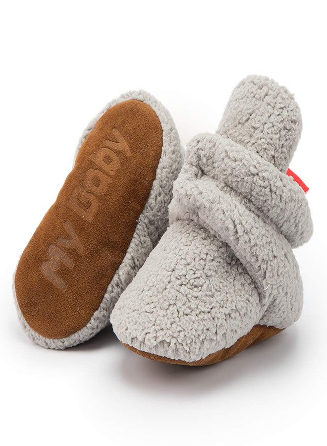 KIDSUN Unisex Newborn Baby Cozy Fleece Booties Stay On Slippers Soft Shoes Non Slip Infant Boys Girls Winter Warm Shoes - Image 1