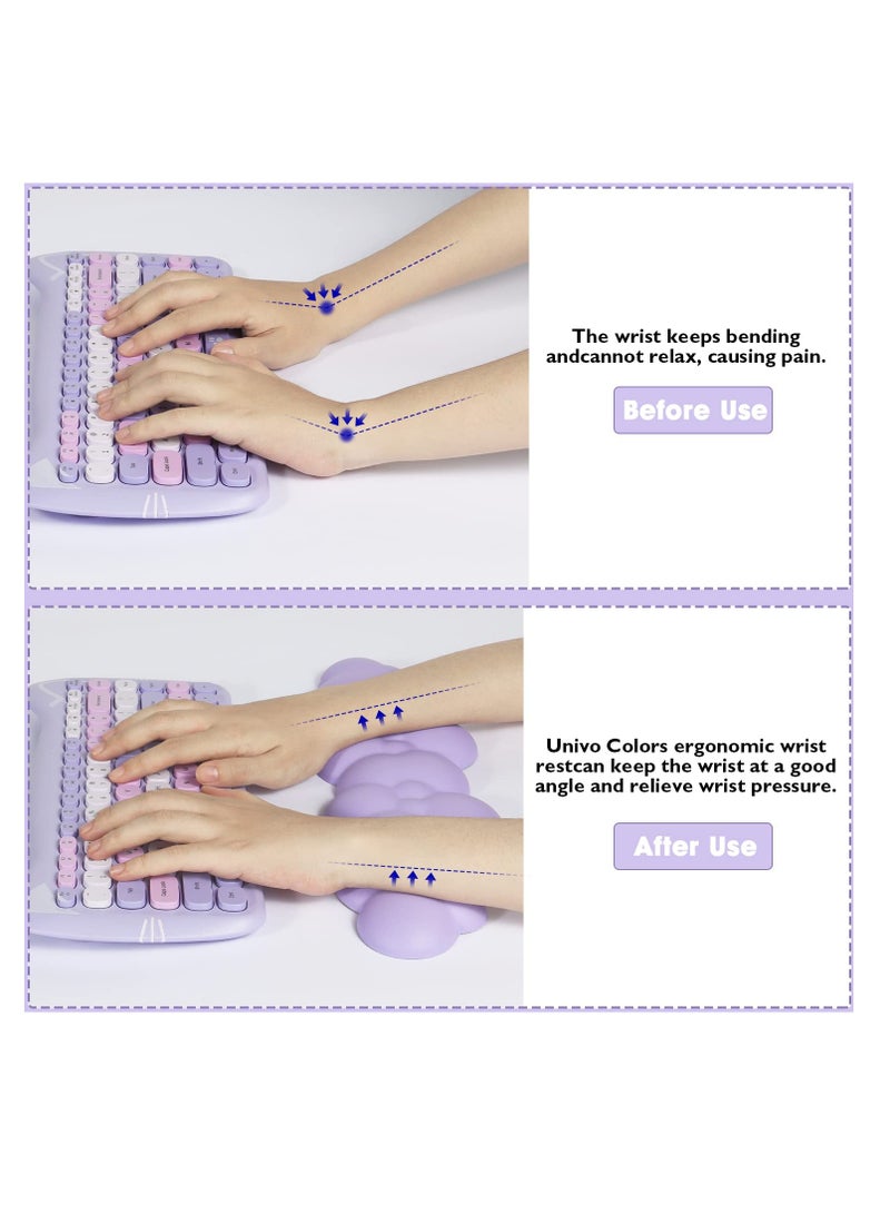 SYOSI مجموعة مسند معصم لوحة المفاتيح والماوس السحابي مع إسفنج الذاكرة المريح وقاعدة غير قابلة للانزلاق، وسائد سحابية للمنزل والمكتب والكمبيوتر المحمول والكمبيوتر المكتبي، لتخفيف آلام الكتابة بسهولة - أرجواني - Image 5