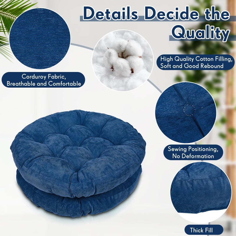 Jerify 4 Pcs Floor Pillow Cushions 22 x 22 Inch Round Square Large Meditation Floor Pillow for Classroom Adult Meditation Picnic Party Seating Learning Daycare School (Round,Navy Blue) - Image 4