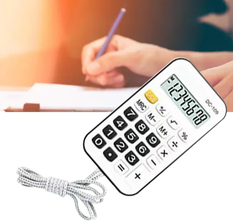 Haofy Pocket Calculator, Mini Small Portable for Students Office with Rope Basic Computing Tasks Fashionable Design Durable ABS Material (Black) - Image 3