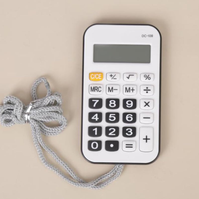 Haofy Pocket Calculator, Mini Small Portable for Students Office with Rope Basic Computing Tasks Fashionable Design Durable ABS Material (Black) - Image 4