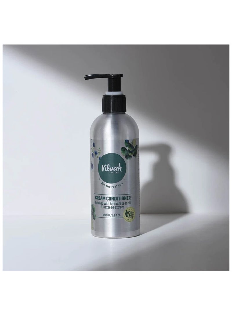 vilvah STORE كريم بلسم للشعر الجاف والمجعد - 200 مل | يمنع التكسر وتقصف الأطراف | مع زبدة التوكومه، زيت البروكلي، مستخلص الياسمين - 6.8 أونصة سائلة - Image 1