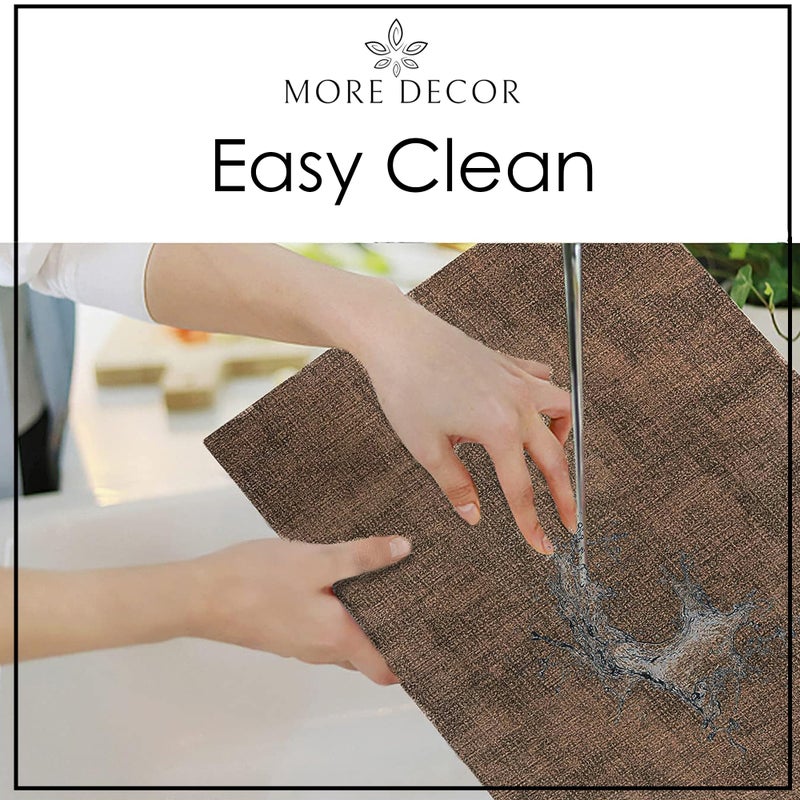 More Decor More DÃ©cor Faux Leather Placemats Set of 6 for Dining Table â€“ Waterproof, Wipeable, Washable, Stain & Heat Resistant, Non-Slip Table Mats â€“ 12 X 17 Inch, Brown - Image 5