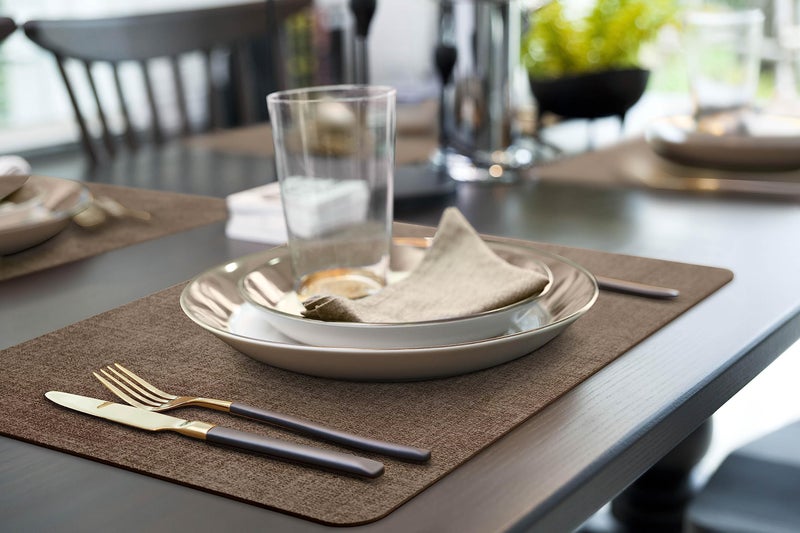 More Decor More DÃ©cor Faux Leather Placemats Set of 6 for Dining Table â€“ Waterproof, Wipeable, Washable, Stain & Heat Resistant, Non-Slip Table Mats â€“ 12 X 17 Inch, Brown - Image 2