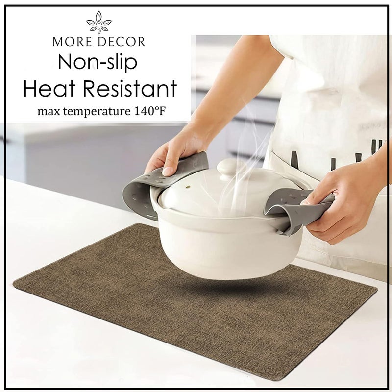 More Decor More DÃ©cor Faux Leather Placemats Set of 6 for Dining Table â€“ Waterproof, Wipeable, Washable, Stain & Heat Resistant, Non-Slip Table Mats â€“ 12 X 17 Inch, Brown - Image 4
