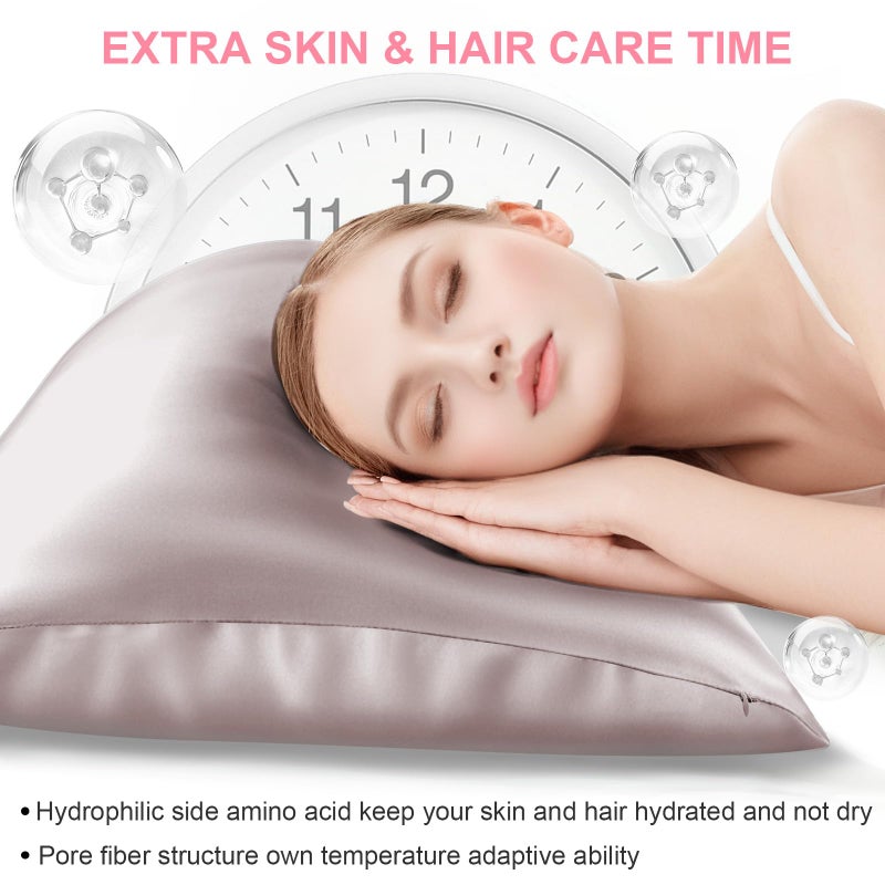 LYSHIN Mulberry Silk Pillow Cases Standard Size with Hidden Zipper  Ultra Smooth and Soft Breathable Cooling Silk Satin Pillowcase for Hair and Skin  Gifts for Women Men (Taupe  20x26 Inches  1 Pack) - Image 3