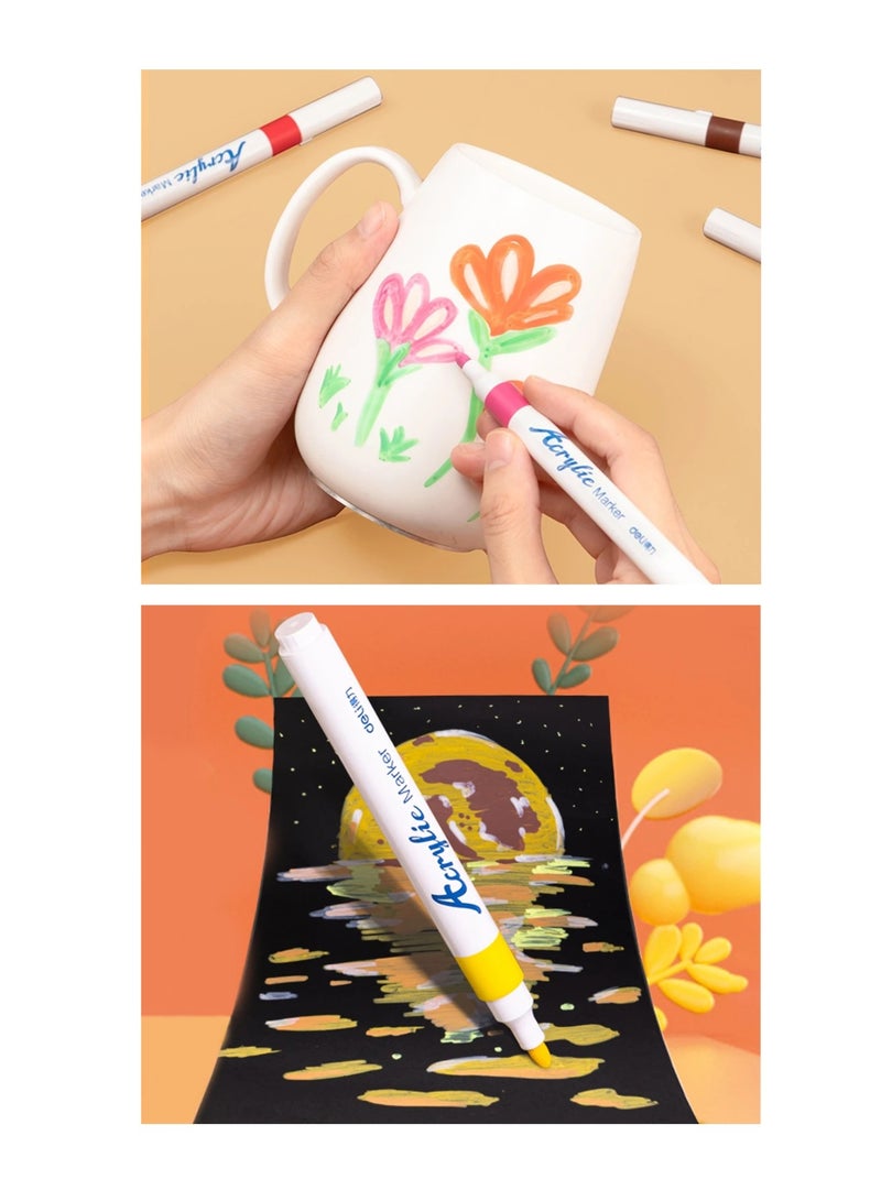 Deli 48 قطعة من أقلام الطلاء الأكريليكي بألوان متنوعة - Image 2