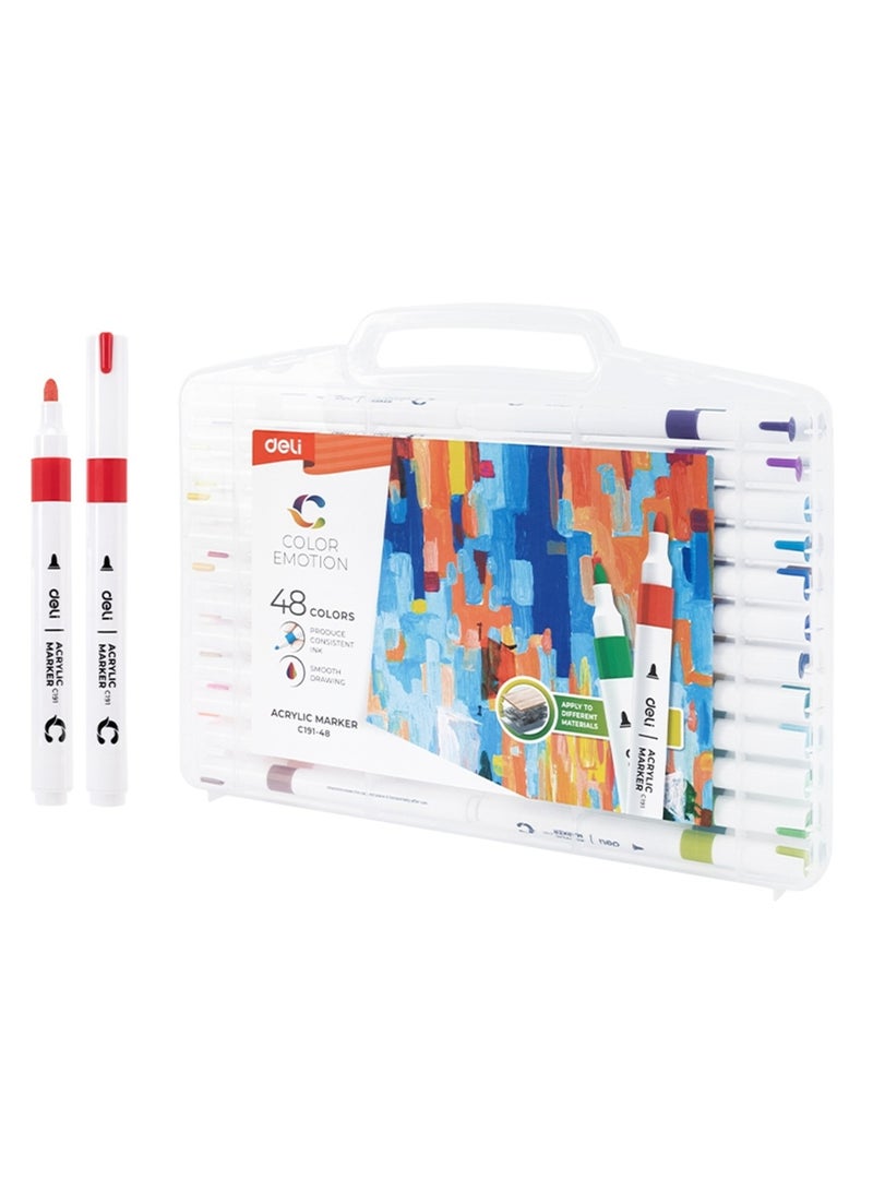 Deli 48 قطعة من أقلام الطلاء الأكريليكي بألوان متنوعة - Image 1
