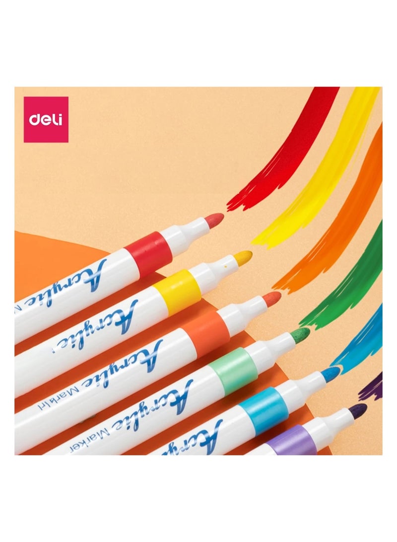 Deli 48 قطعة من أقلام الطلاء الأكريليكي بألوان متنوعة - Image 4