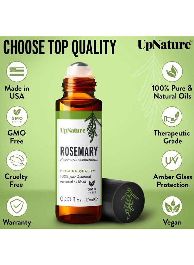 upnature - Rosemary Essential Oil Roll On – Topical Rosemary Oil for Hair & Skin - Premium Aromatherapy Oils - Enhance Focus - Pre-Diluted - Image 1