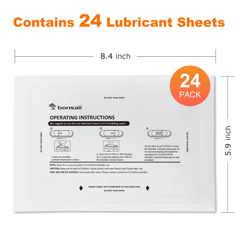 Bonsaii Paper Shredder Lubricant Sheets, 24-Pack (8.4 x 5.9 inch/Piece) - Image 2
