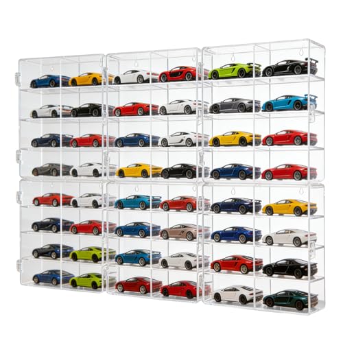 Hlimior for 48 pcs 164 Scale Matchbox Wheels Toy Car Display Case Holds 48 Toy Cars Hot Storage WallMounted Acrylic Organizer Stackable Clear Dustproof Display Box Container Shelf for Collectors 6 Pack8 - Image 1