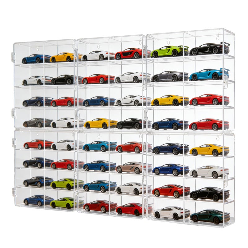 Hlimior for 48 pcs 164 Scale Matchbox Wheels Toy Car Display Case Holds 48 Toy Cars Hot Storage WallMounted Acrylic Organizer Stackable Clear Dustproof Display Box Container Shelf for Collectors 6 Pack8 - Image 3