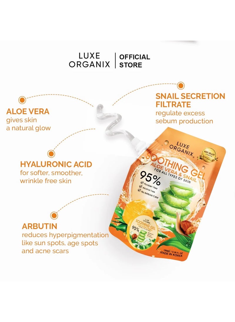 LUXE ORGANIX Luxe Organix Aloe Vera & Snail Soothing Gel 100ml  - Image 3
